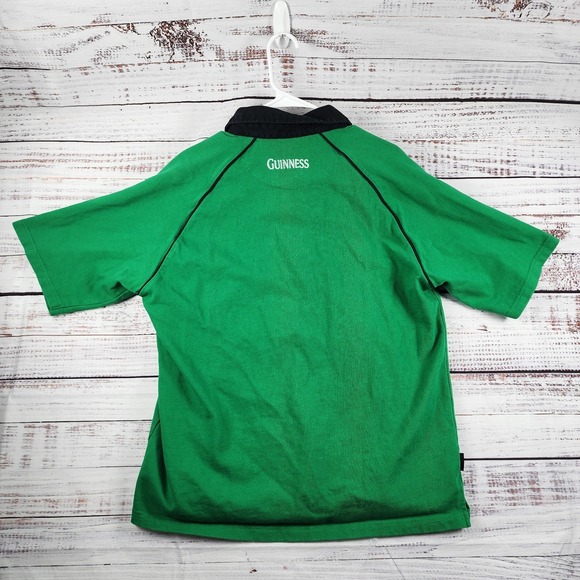 Guinness Cotton Traders Rugby Polo Mens Large Green Ireland Shamrock - Picture 2 of 8